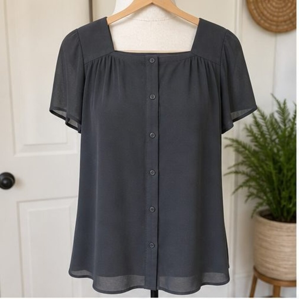 Charcoal Smocked Top
